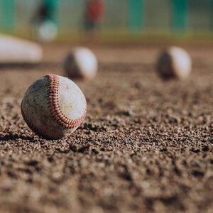 Baseballs on the field